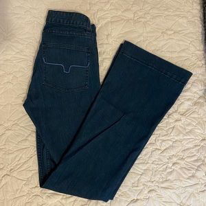 Kimes Ranch Lola Dark Indigo Wash Mid Rise Flare Leg Trouser Jeans